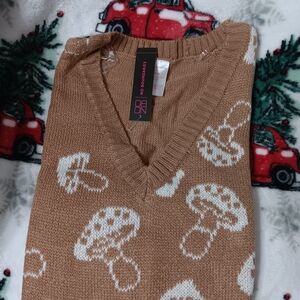 No Boundaries Brown V-Neck Sweater